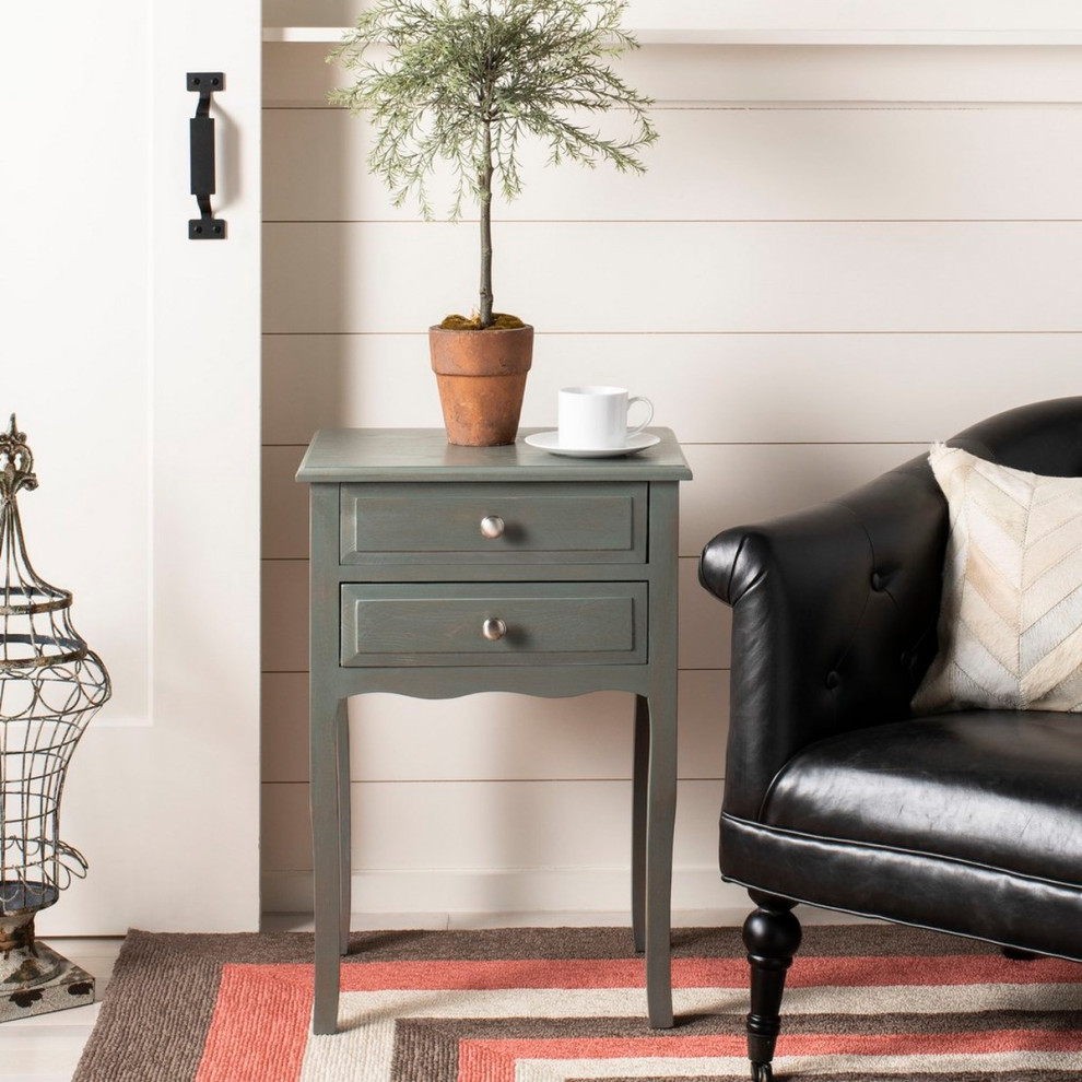 Edy End Table With Storage Drawers Ash Gray   Farmhouse   Side Tables And End Tables   by Virgil Stanis Design  Houzz