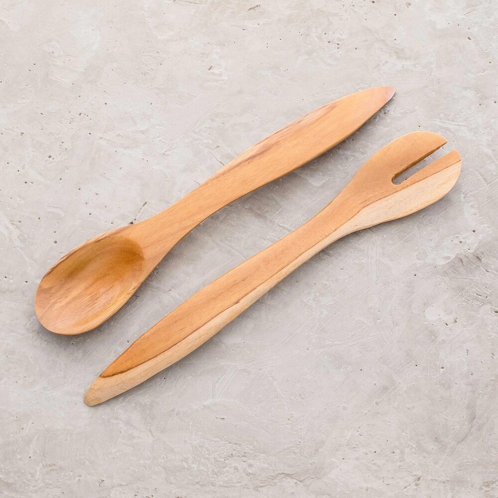 Novica Handmade Flavors Of My Land Teak Wood Salad Servers (Pair)