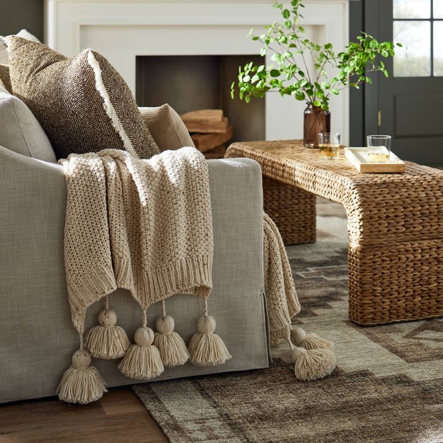 Knit Throw With Pom Tassels Throw Blanket Designed With Studio Mcgee