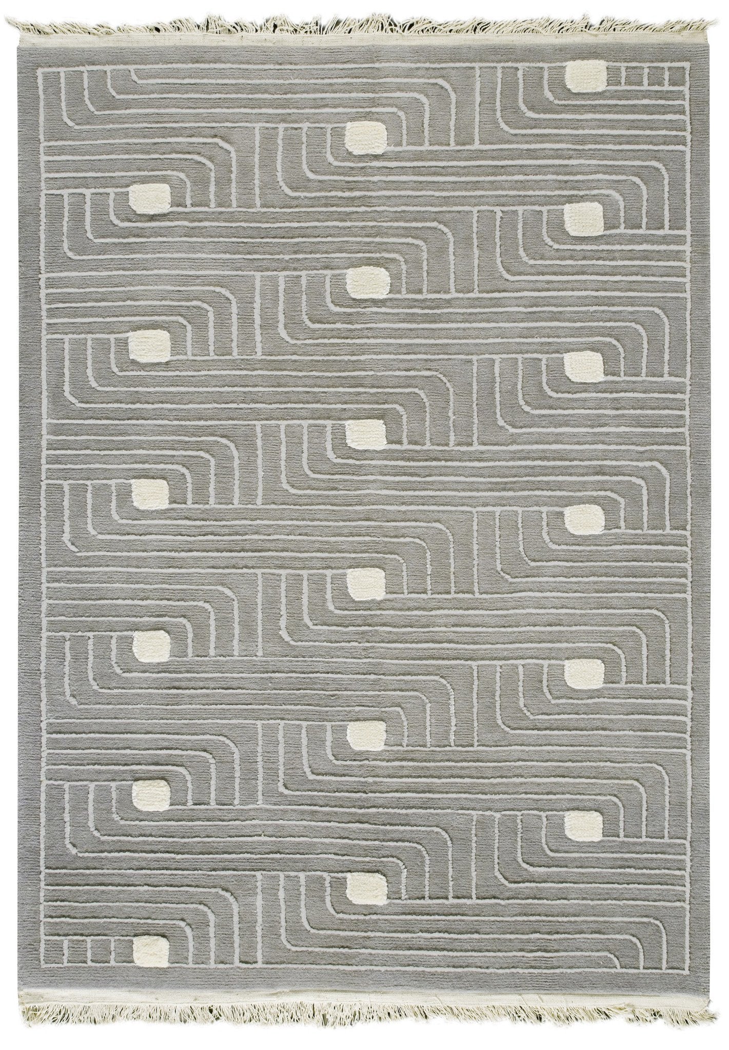 Verona Collection Hand Woven Wool and Viscose Area Rug in Grey