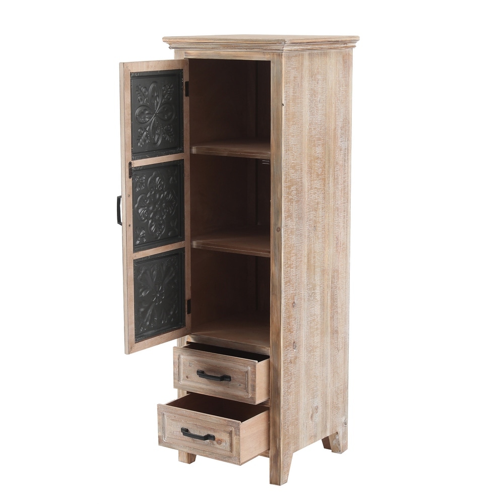 Rustic Wood 2 Drawer 1 Door Slim Storage Cabinet   48.23\