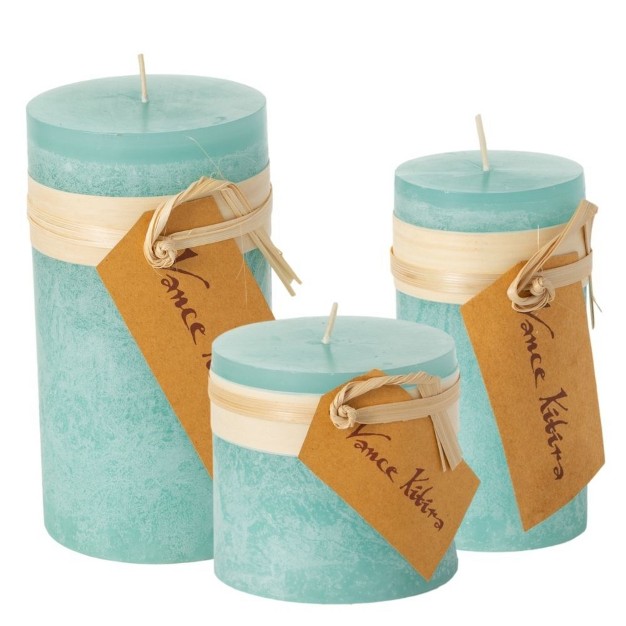 Sea Foam Timber Pillar Candles Kit Set Of 3