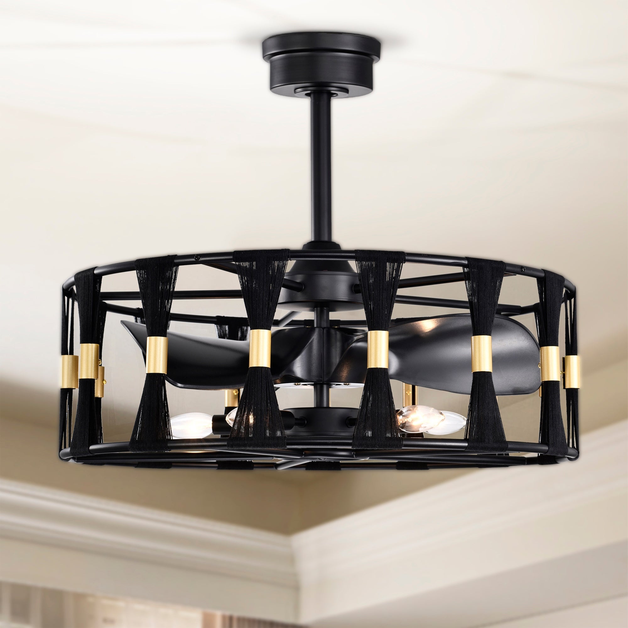 Helle 25 Inch Elegant Matte Black Fandelier with Remote Shopping - The Best Deals on Ceiling Fans | 40047121