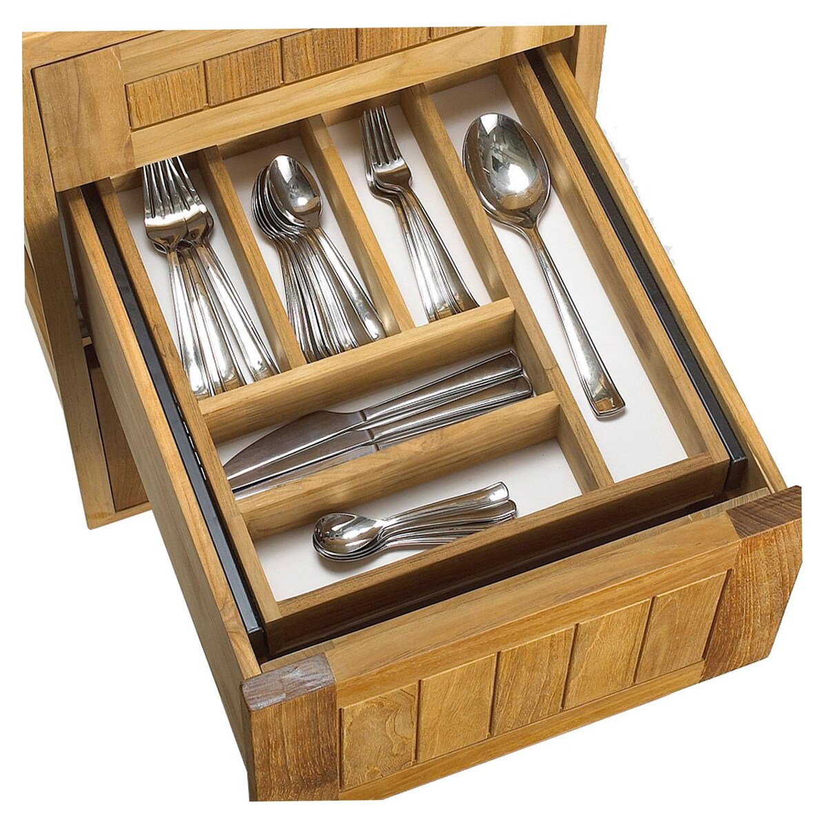 Pacific Teak Millsworks Push Back Cutlery Tray