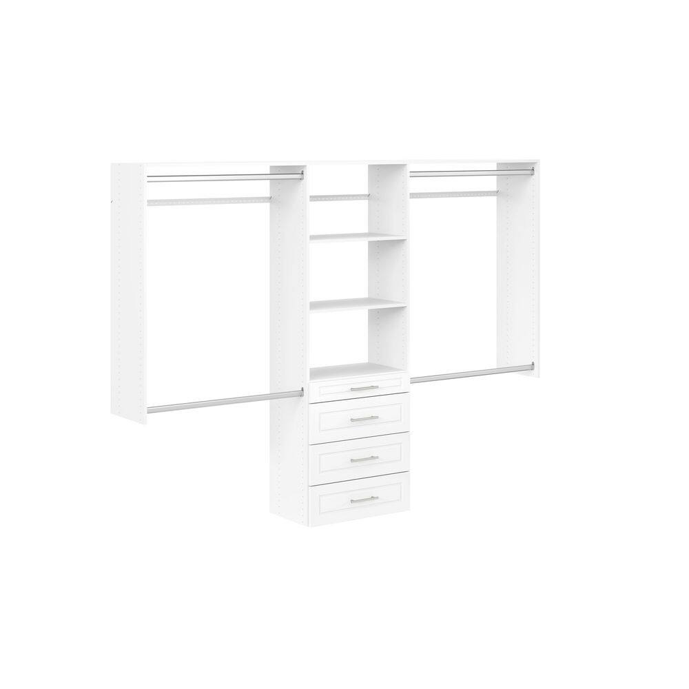 Closet Evolution Modern Raised Ultimate 60 in. W - 96 in. W White Wood Closet System WH64