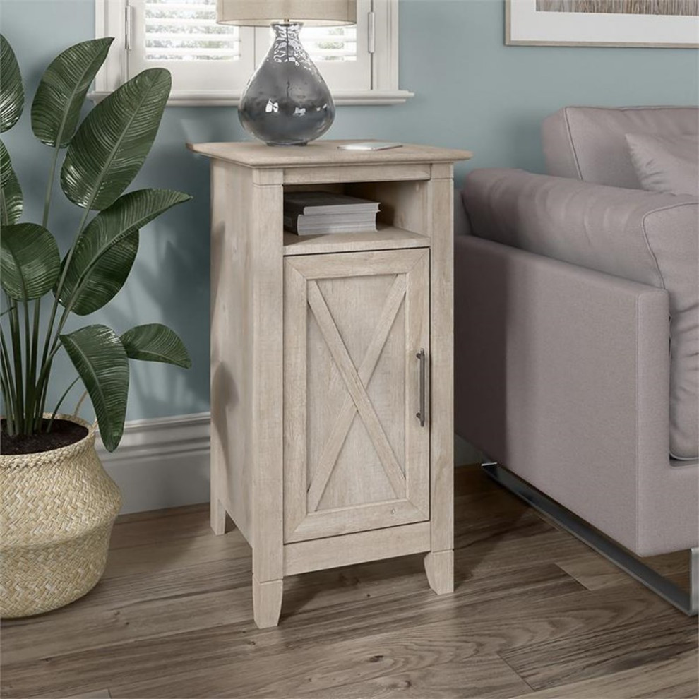 Key West End Table with Door in Washed Gray   Engineered Wood   Side Tables And End Tables   by Homesquare  Houzz