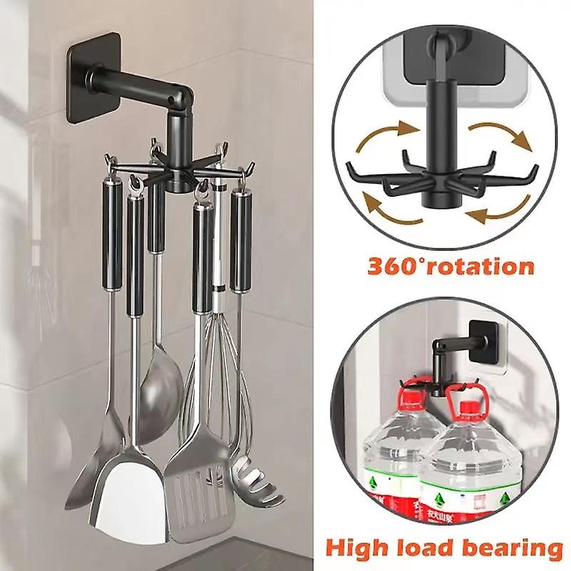 Hole-free Rotating Hook Multifunctional Spoon Spatula Storage Rack Wall-mounted Kitchen Utensil Rack Kitchen Rack