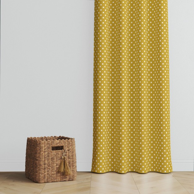 Bacati Pin Dots Yellow Cotton Printed Single Window Curtain Panel