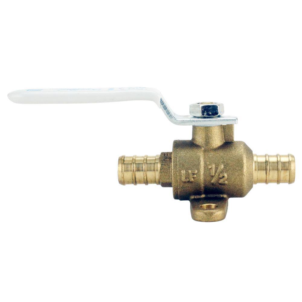 Apollo 12 in. Brass PEX-B Barb Ball Valve with Drain and Mounting Pad APXV12WD