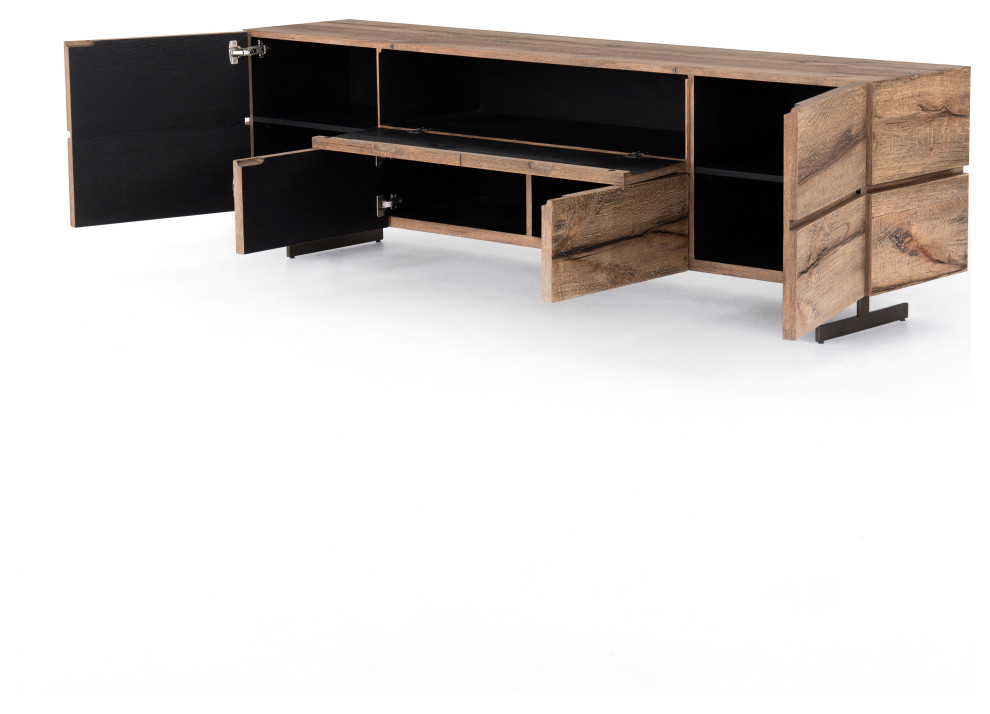 Este Media Console  Rustic Oak Veneer   Rustic   Entertainment Centers And Tv Stands   by Four Hands  Houzz