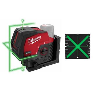 MW M12 12-Volt Lithium-Ion Cordless Green 125 ft. Cross Line and Plumb Points Laser Level and Alignment Target (Tool-Only) 3622-20-48-35-1111