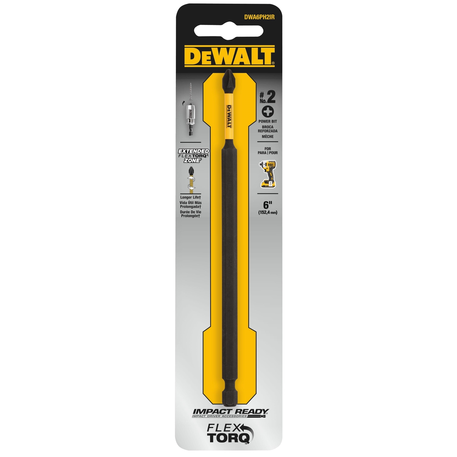 DW Phillips #2 X 6 in. L Screwdriver Bit 1 pc