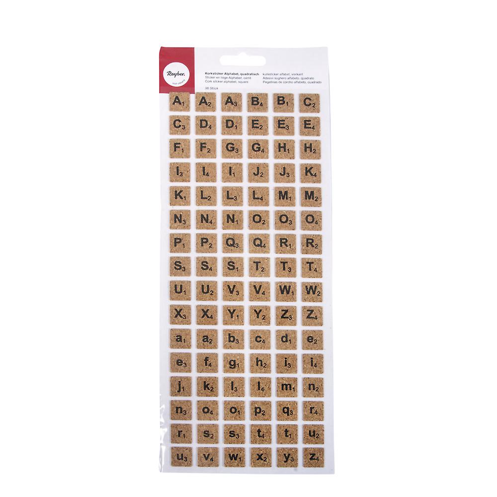 384 Square Cork Letter Stickers - Upper and Lower Case Alphabet