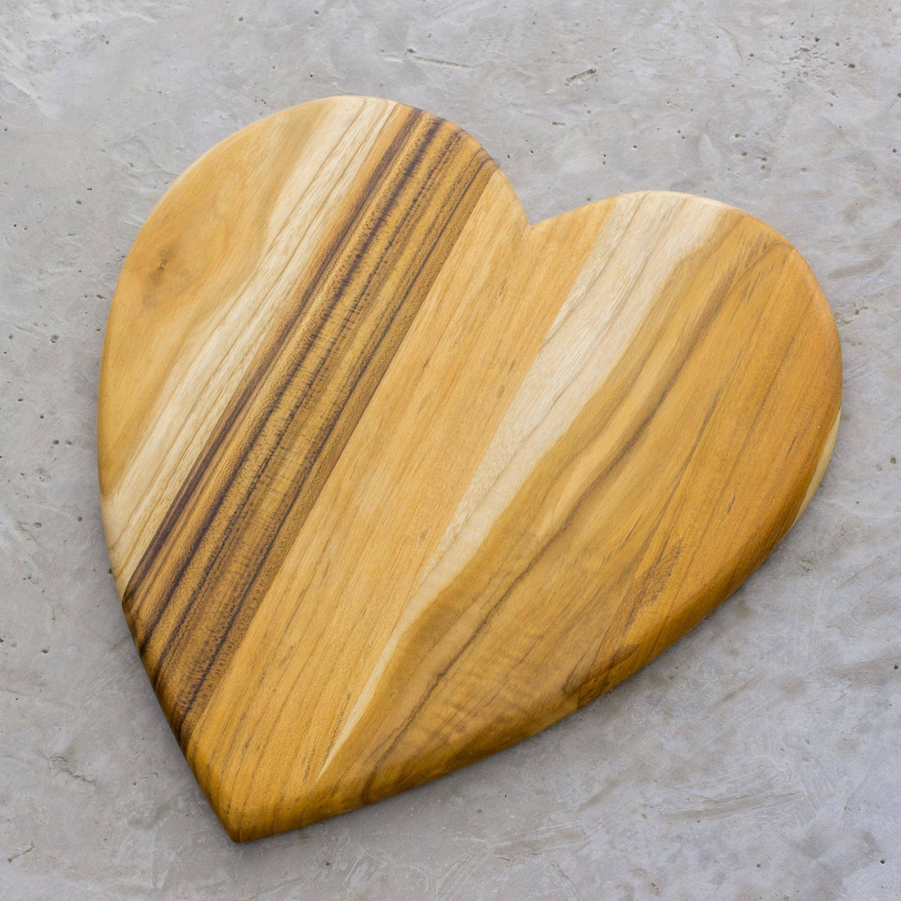 NOVICA Heart Of Cooking And Teak Wood Cutting Board   Cutting Boards   by NOVICA  Houzz