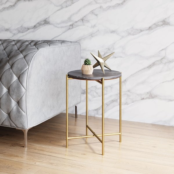 David Side Table Gray and Gold