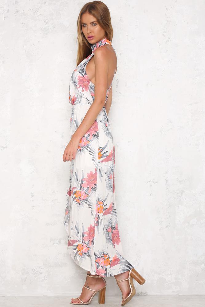 Hawaiian Sling Maxi Dress Grey