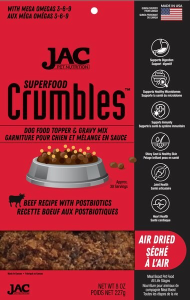 JAC Pet Nutrition Ranch Raised Beef Dehydrated Superfood Dog and Cat Meal Topper