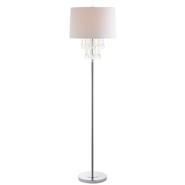 Crystal metal Abigail Floor Lamp includes Led Light Bulb Silver Jonathan Y