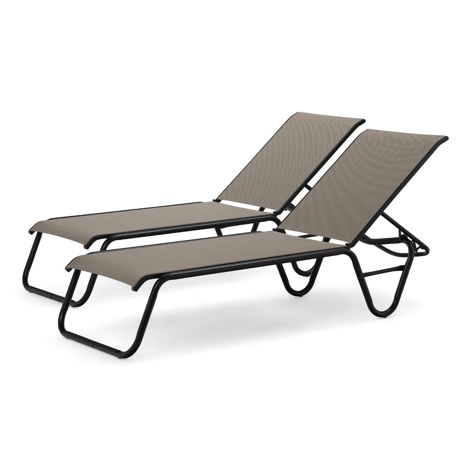 Gardenella 2 Piece Aluminum Stacking Chaise Lounge Set With Sling Seating By Telescope Casual