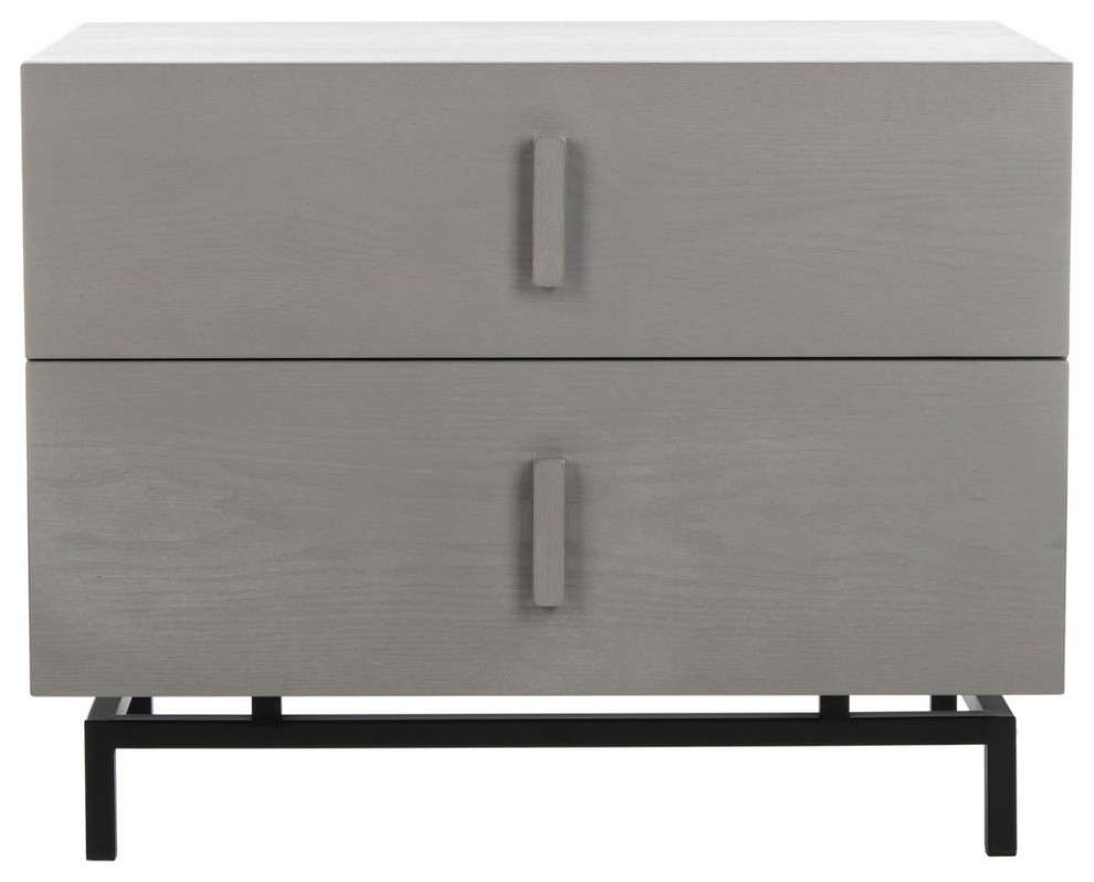 Chey Mid Century Scandinavian Lacquer Two Drawer Cabinet Grey/ Black   Industrial   Accent Chests And Cabinets   by Peachtree Fine Furniture  Houzz