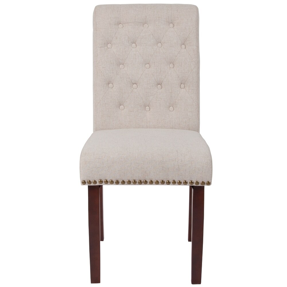 Button tufted Wood Parsons Chair