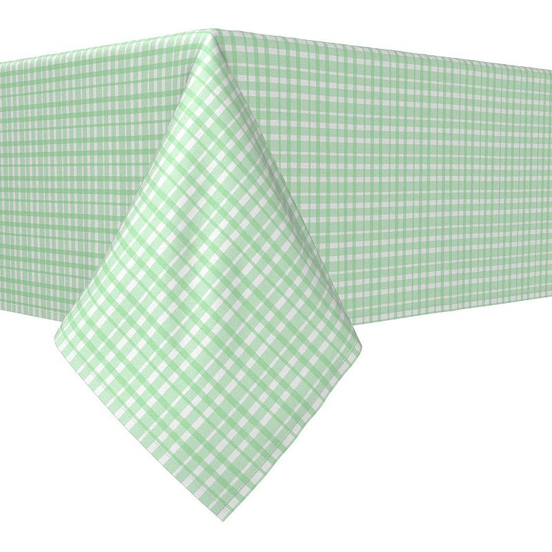 Rectangular Tablecloth， 100% Cotton， 52x104， Vintage Green Check