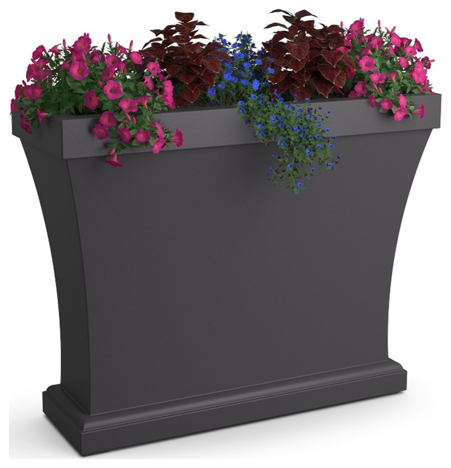 Mayne Bordeaux Traditional Polyethylene Resin Trough Planter in Graphite Gray   Transitional   Outdoor Pots And Planters   by Homesquare  Houzz