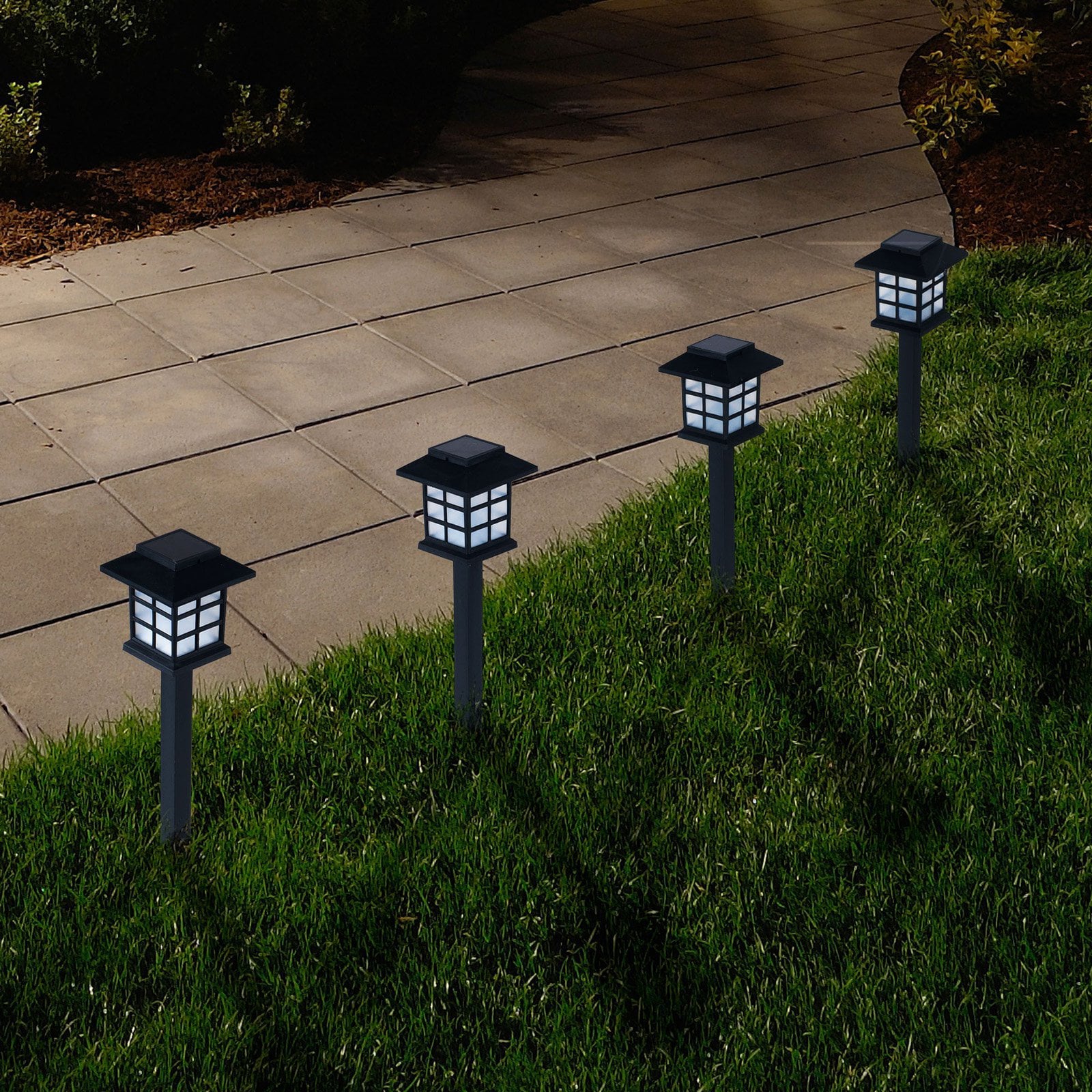 Pure Garden Outdoor Lantern Solar Landscaping Lights - Set of 6