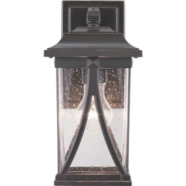 Progress Lighting Abbott 1 light Outdoor Wall Lantern In Antique Bronze With Clear Seeded Glass Shade