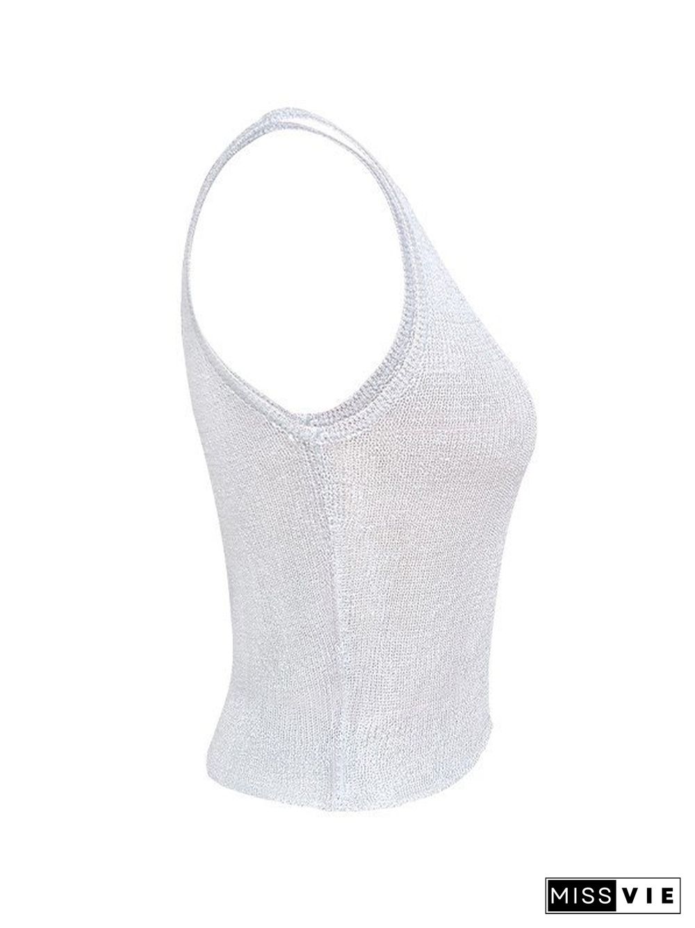 Semi Sheer Metallic Tank Top