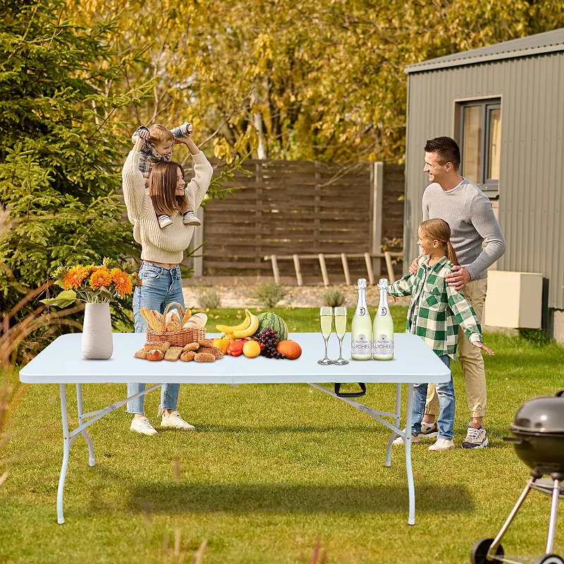 F.C Design Multi-purpose Outdoor Folding 6ft Picnic Table Casual， Game， Party - Portable， Durable， Easy to Store and Clean