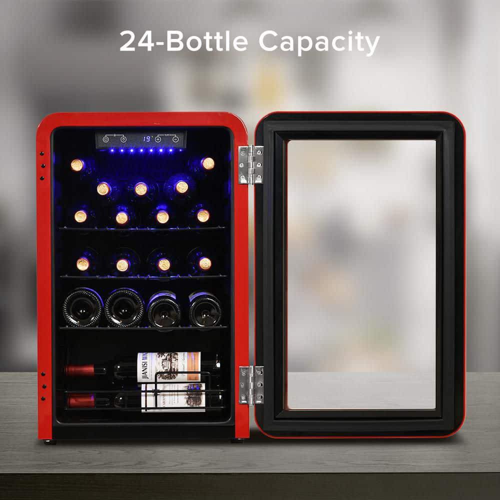 Red Metal 24Bottle Countertop Free Standing Wine Cooler