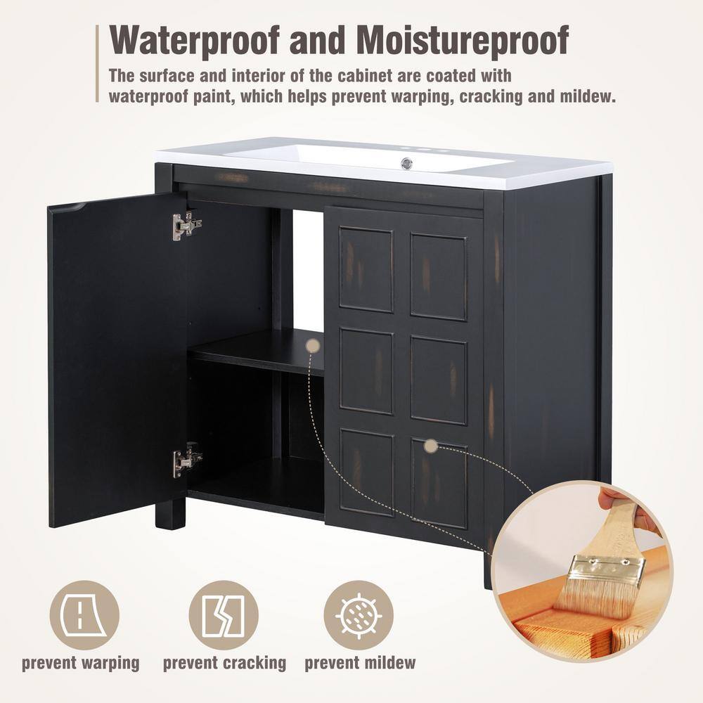 36 in. W x 18 in. D x 34 in. H Bath Vanity Cabinet without Top in Espresso Bathroom Vanity Organizer with Sink TN210E-179