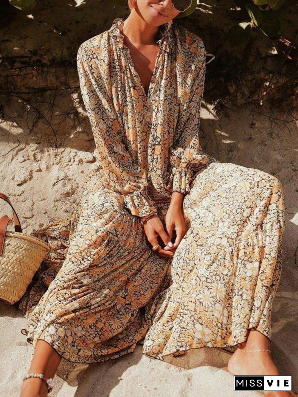 Toes in the Sand Floral Print Maxi Dress P16012