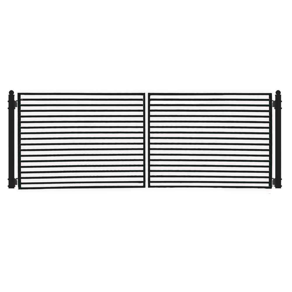 ALEKO Driveway 18 ft. x 6 ft. Black Steel Dual Swing Fence Gate DG18MILD-HD