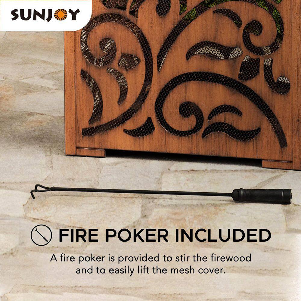 Sunjoy Ventura 26 in. Square Steel Wood Burning Firepit A301016900