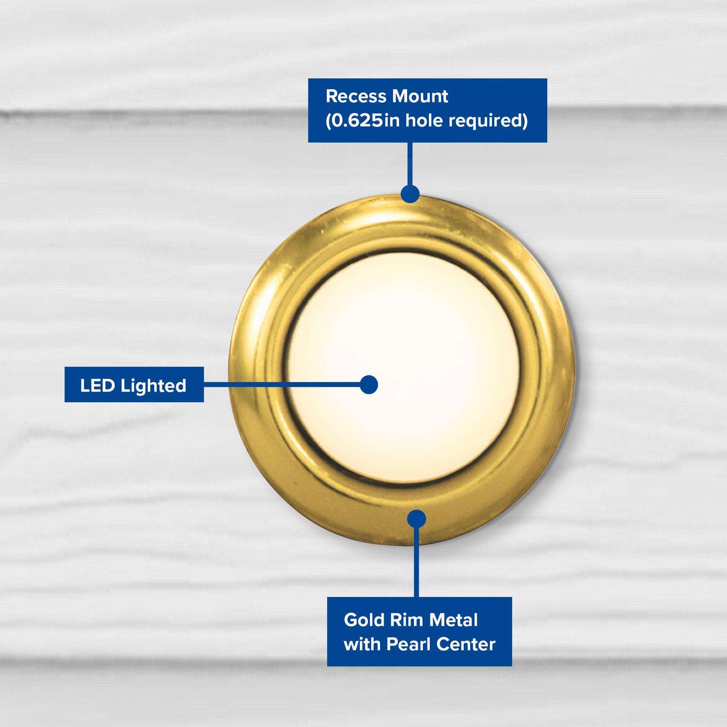 Heath Zenith Polished Brass Gold/White Metal Wired Pushbutton Doorbell