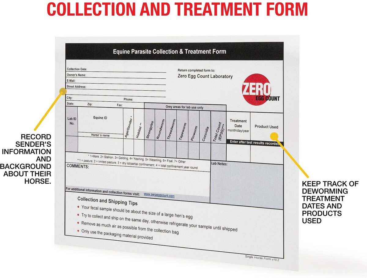 Zero Egg Count Equine Parasite and Worm Test Kit