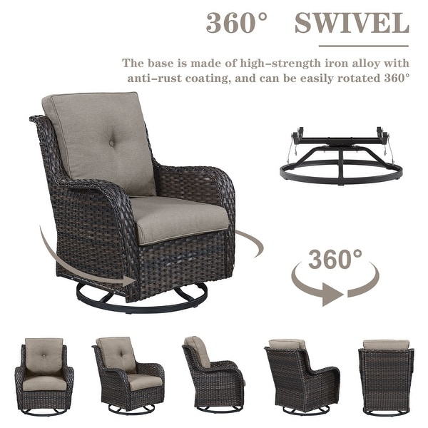 Outdoor Swivel Chairs with Sofa and Fire Pit Table