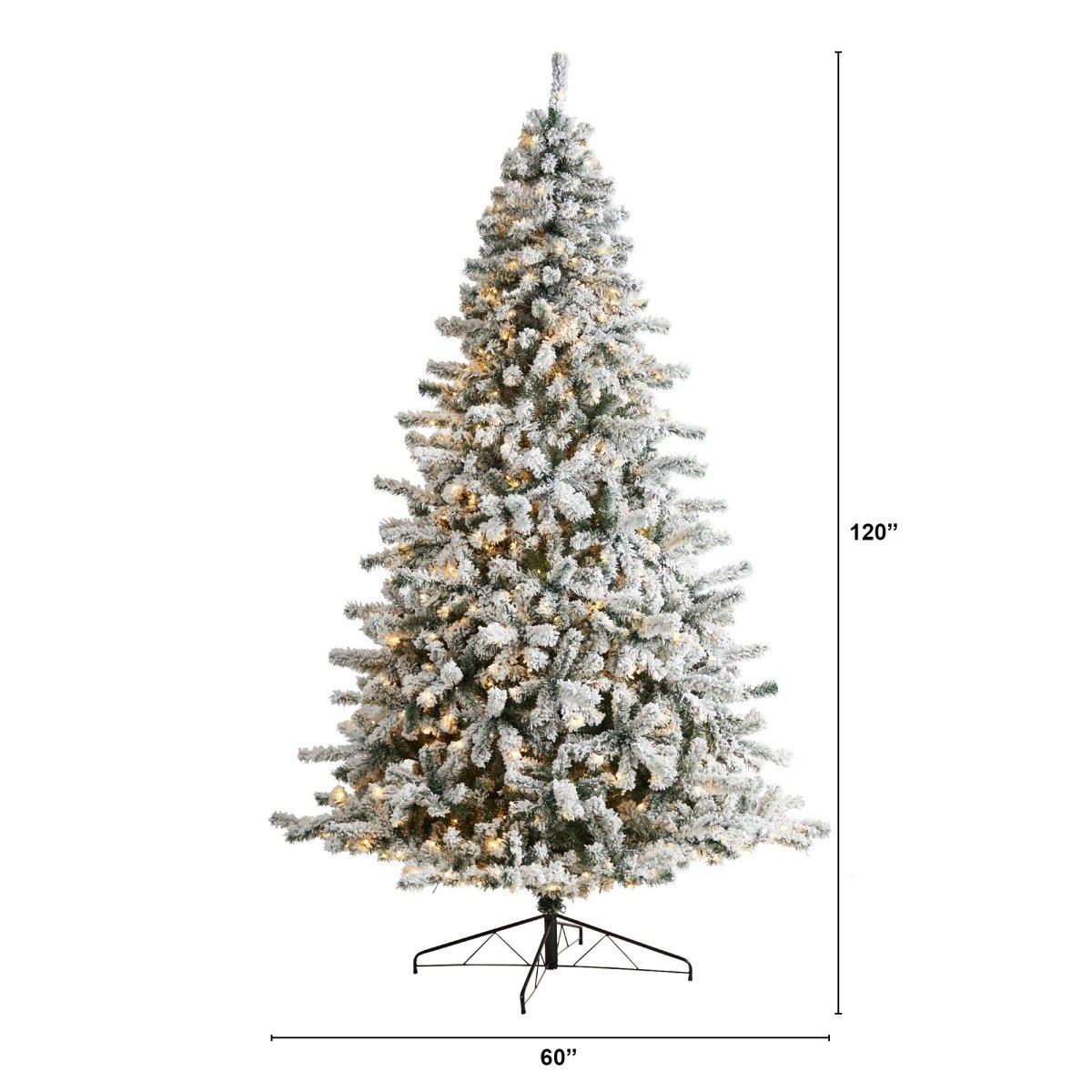 10' Flocked Rock Springs Spruce Christmas Tree with 800 LED Lights