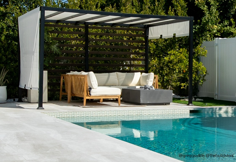 Sunjoy 10  x27x12  x27Modern Steel Pergola With White Adjustable Shade   Transitional   Pergolas   by Golden Bull Marketing  LLC  Houzz