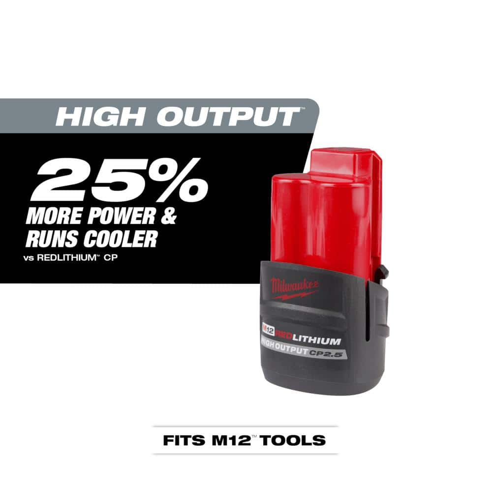 Milwaukee M12 12V Lithium-Ion CP High Output 2.5 Ah Battery Pack 48-11-2425