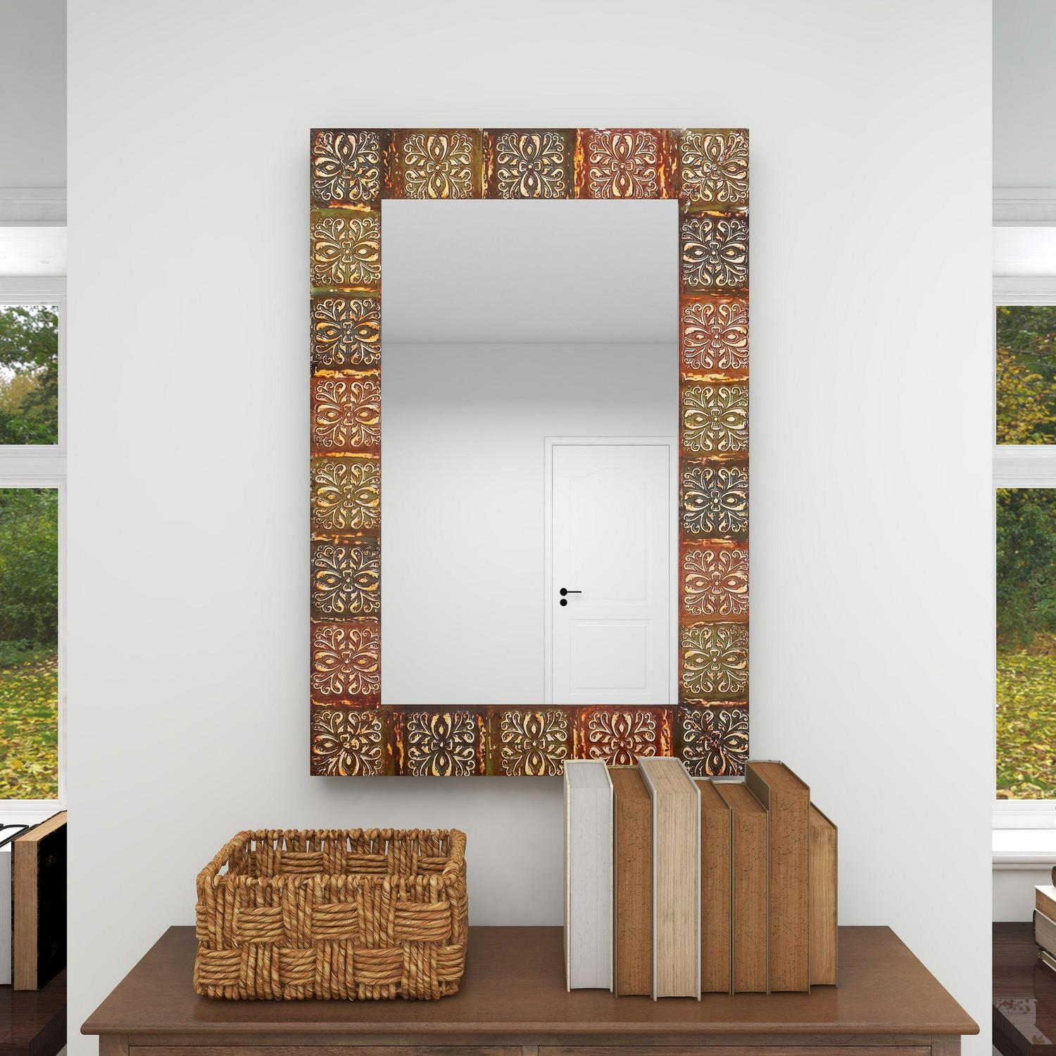 DecMode Multi Colored Metal Traditional Wall Mirror  Crowdfused