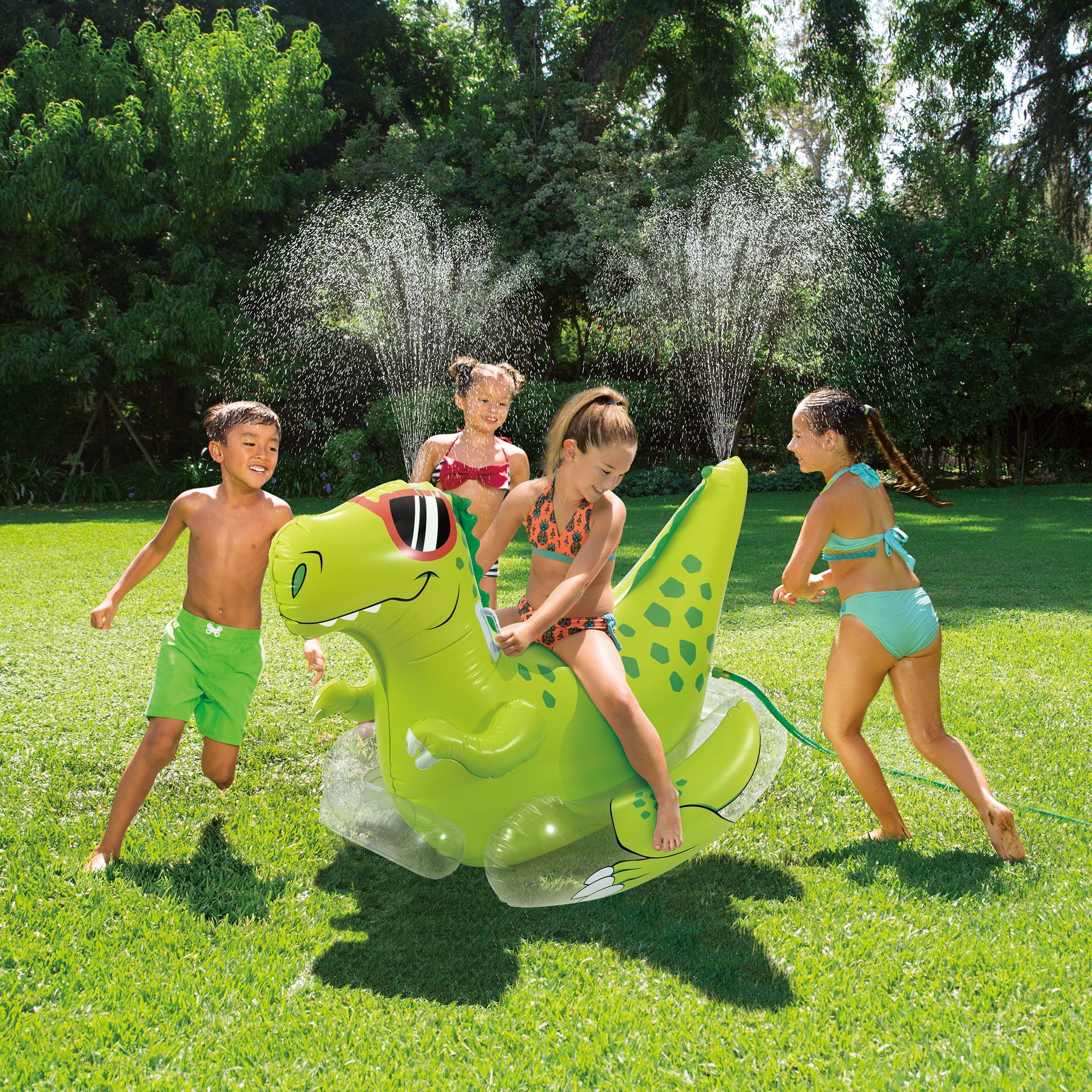 Play Day Inflatable Rock N' Spray Dino Pool Game， Green， Ages 3 and Up， Unisex