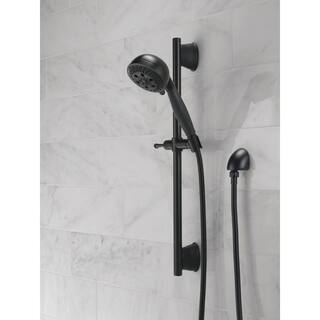 Delta 5-Spray Patterns 1.75 GPM 4.13 in. Wall Mount Handheld Shower Head with Slide Bar and H2Okinetic in Matte Black 51559-BL