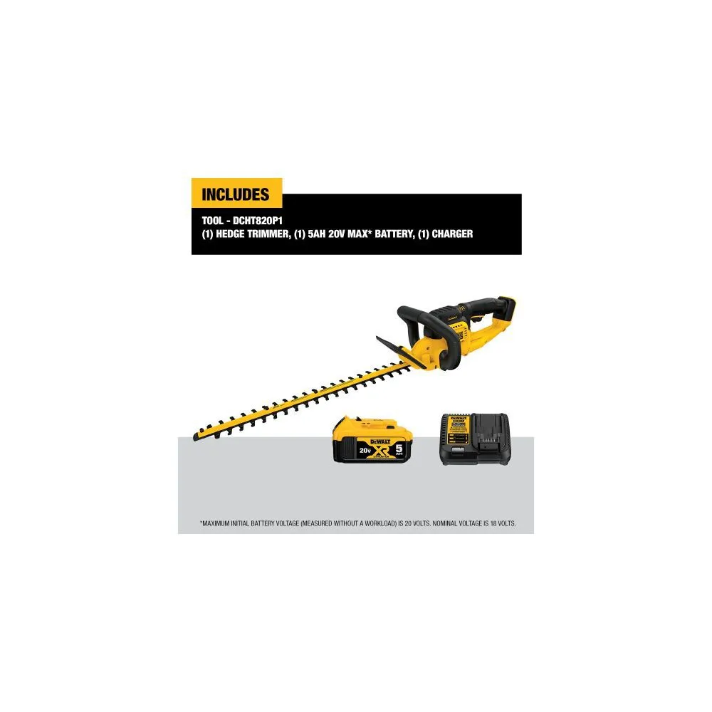 DW 20 V MAX* Lithium Ion Hedge Trimmer 5.0 Ah DCHT820P1 from DW