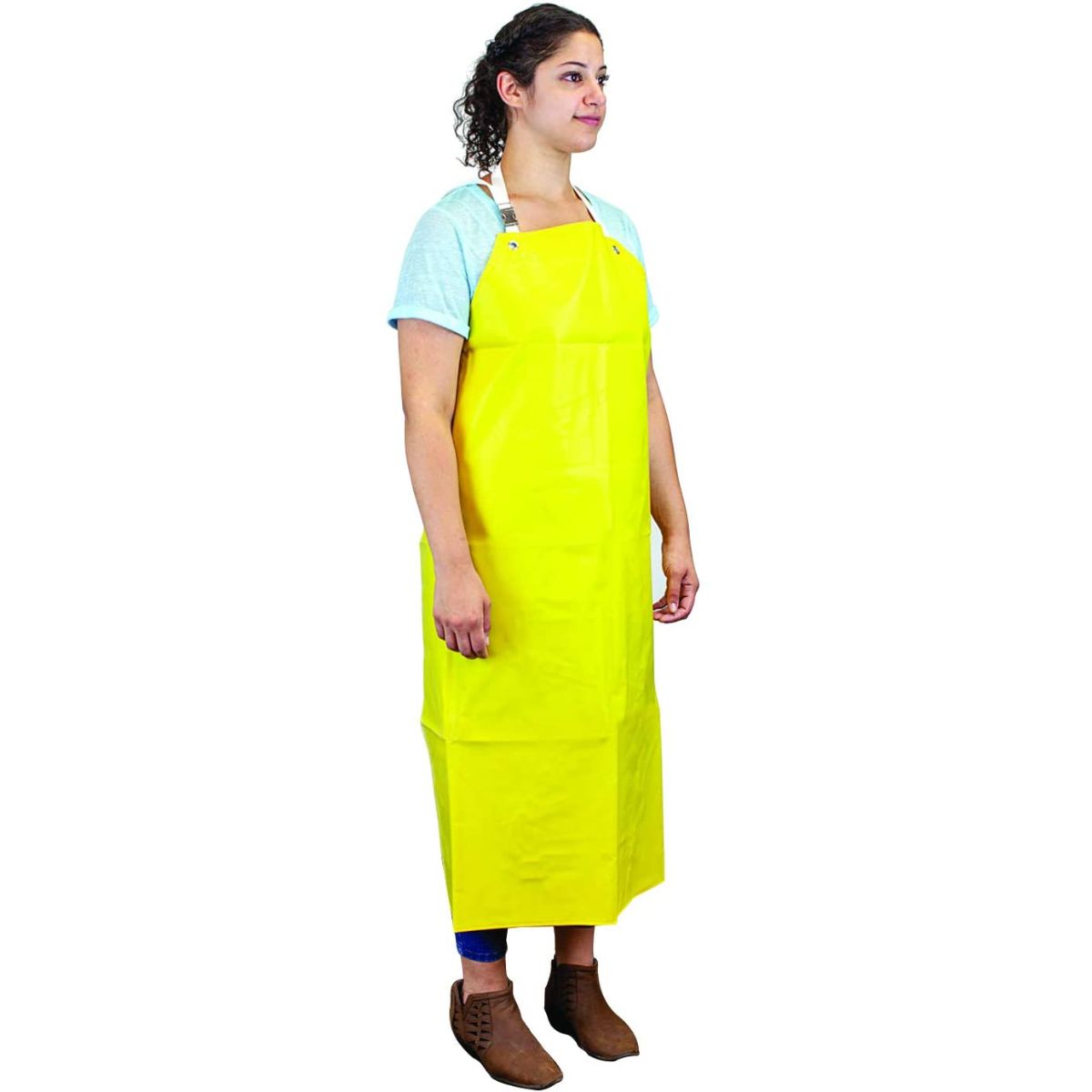 Safe Handler, Heavy Duty Nitrile Industrial Bib Apron, Chemical and Oil Resistant, Yellow