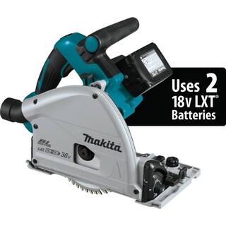 Makita 18V X2 LXT Brushless Cordless 6-12 in. Plunge Circular Saw with 2 Batteries 5.0 Ah 55T Blade XPS01PT185B2