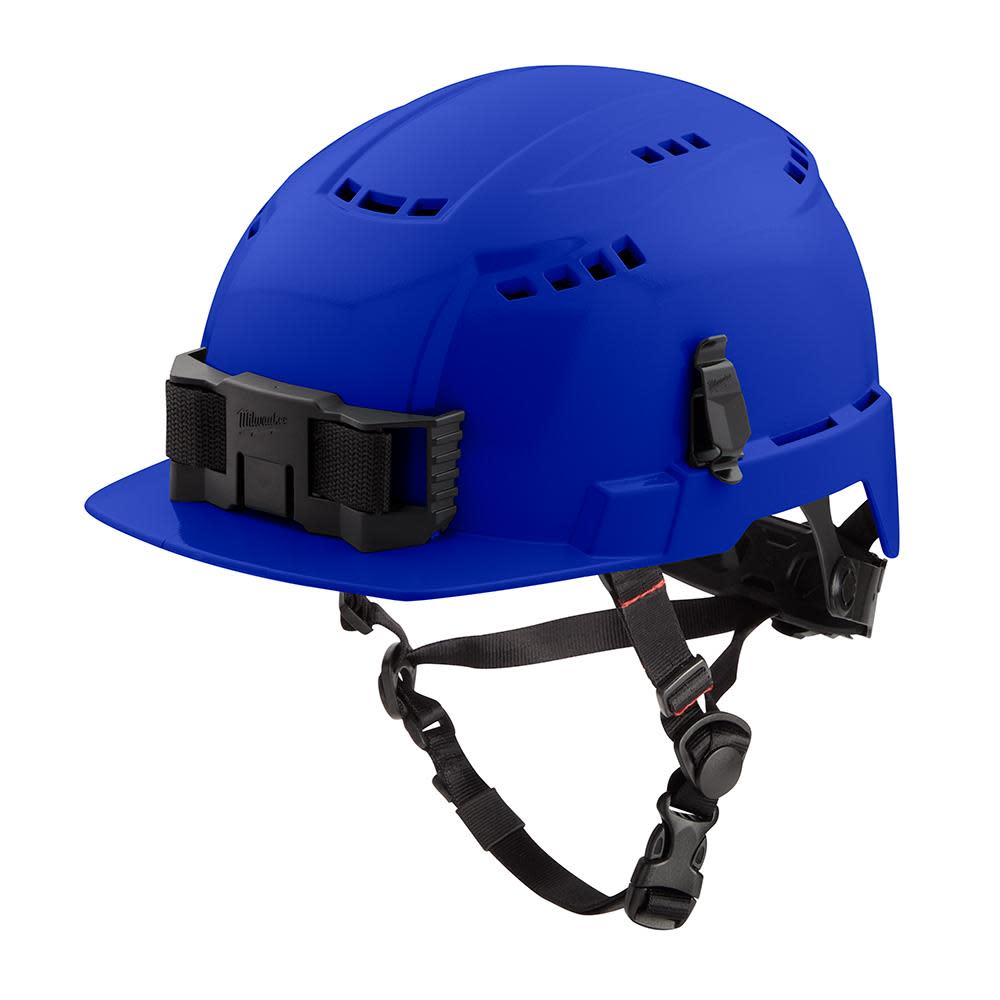 Milwaukee Blue Front Brim Vented Helmet with BOLT Class C