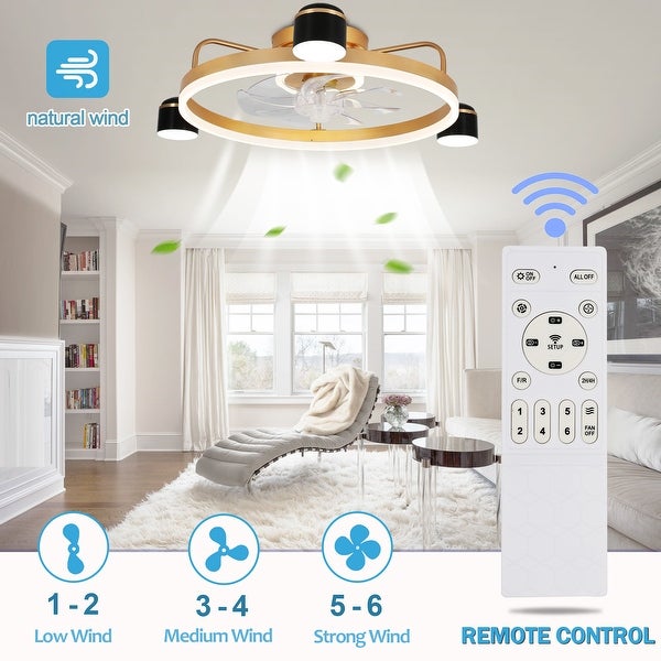 Oaks Aura 28in. LED Starry Night Smart App Control Low Profile Ceiling Fan Flush Mount Dimmable Lighting Shopping - The Best Deals on Ceiling Fans | 40786725